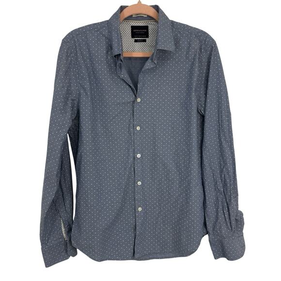 Denim & Flower Ricky Singh Slim Fit Button Down Shirt Size Medium Blue Dotted - Picture 1 of 9